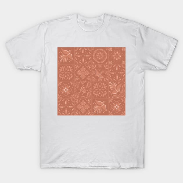 Mexican Tan Color Talavera Tile Pattern by Akbaly T-Shirt by Akbaly